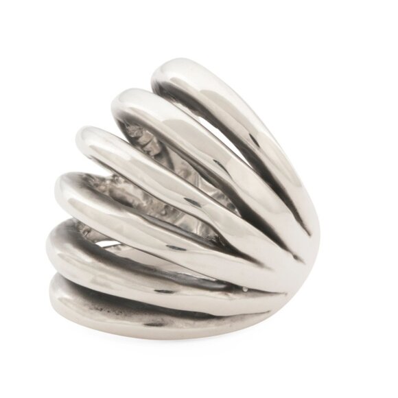 TEOCALLI Silver Made In Mexico Sterling Silver Rows Ring